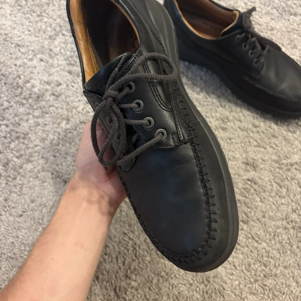 Ecco Seawalker Shoes Mens Size 10 / 44 Black Leather Oxford Casual Comfort Golf